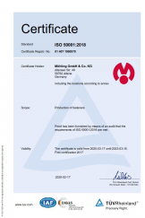 Certificate ISO50001:2018 Locations: Werk/Plant 1, Werk/Plant 2